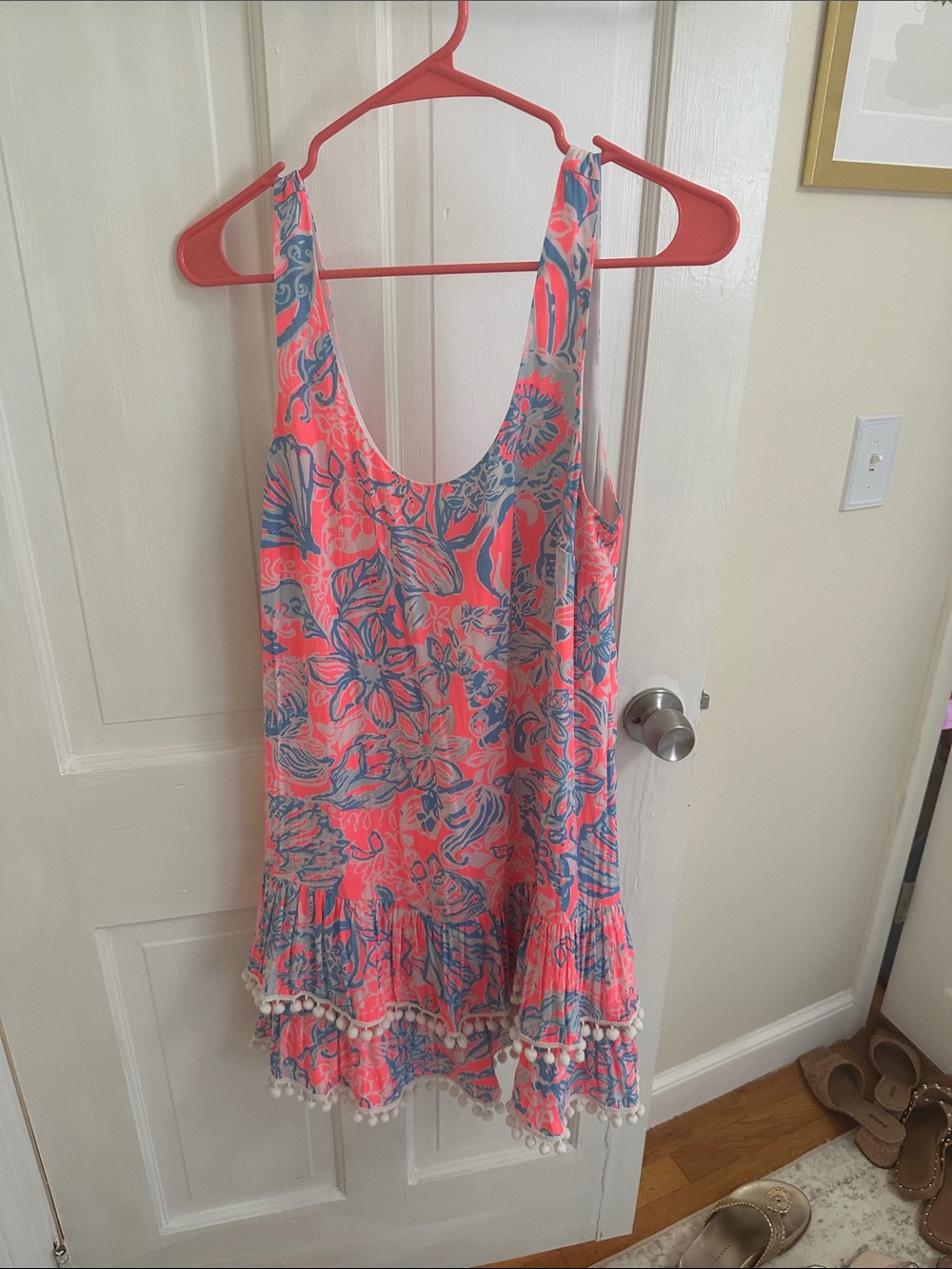 Lilly Pulitzer Pink Coral and Blue Floral Mini Dress
